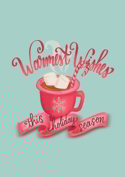 Classic Cozy Christmas card - Warmest Wishes - Hot Chocolate created by Angelicabydesign