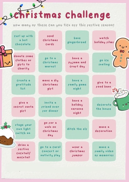 Fun Christmas Challenge Card with Festive Activities | Holiday Bucket List created by Axel's Playroom