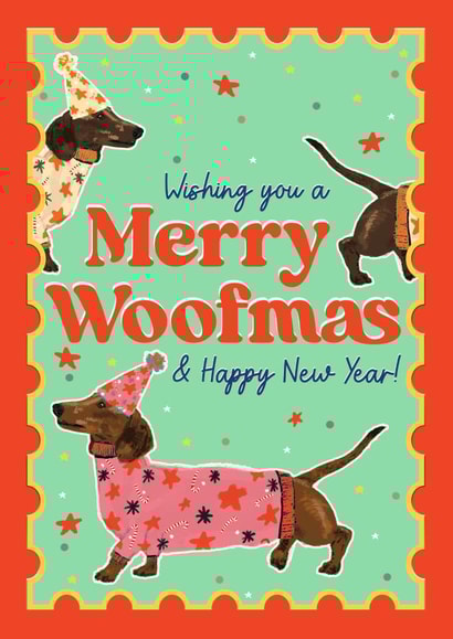 Cute Christmas Card - Sausage Dog - Merry Woofmas created by Foggish