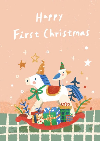 Happy First Christmas card for newborn baby created by Miss NoProblem