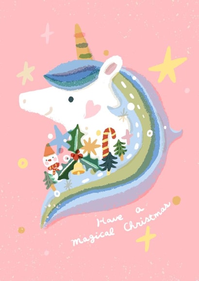 Magical Unicorn Christmas Card – Spread Holiday Cheer with Whimsical Charm! created by Miss NoProblem