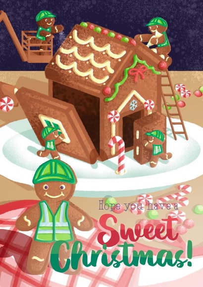 Cute Christmas Card - Gingerbread Construction Workers created by Ellie MH Designs
