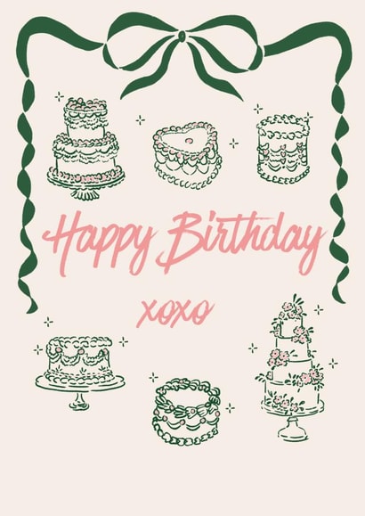 Cute Birthday Card - Vintage Cake Design - Sweet Greeting for a Loved One created by Bee Oyerinde