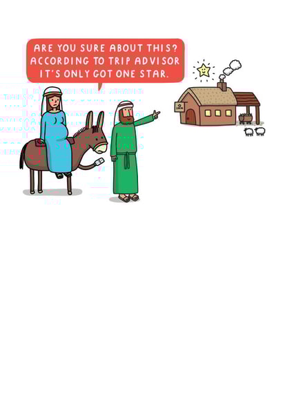 Funny Christmas Card - According To Trip Advisor It's Only Got One Star - Nativity created by mungo and shoddy
