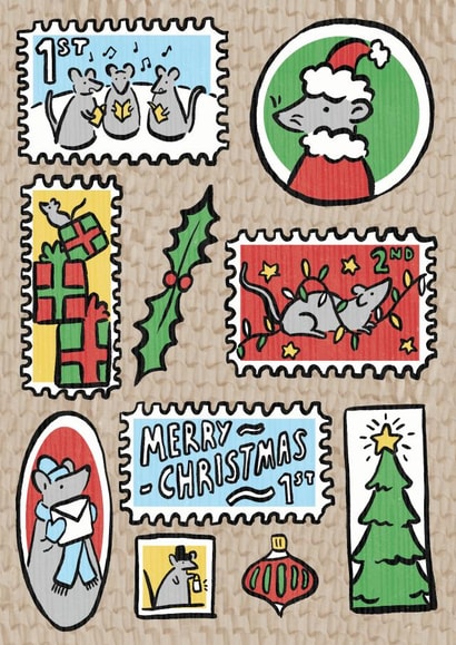 Cute Christmas Card - Mouse - Stamps created by Kate Wand