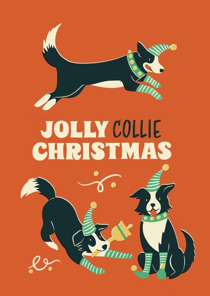 Cute Christmas Card - Collie - Jolly Collie Christmas created by Bird & Co Studio