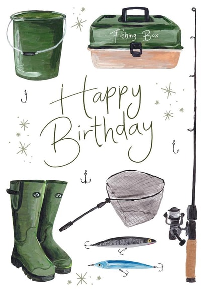 Traditional Fishing Happy Birthday Card For Him created by Making Meadows Ltd