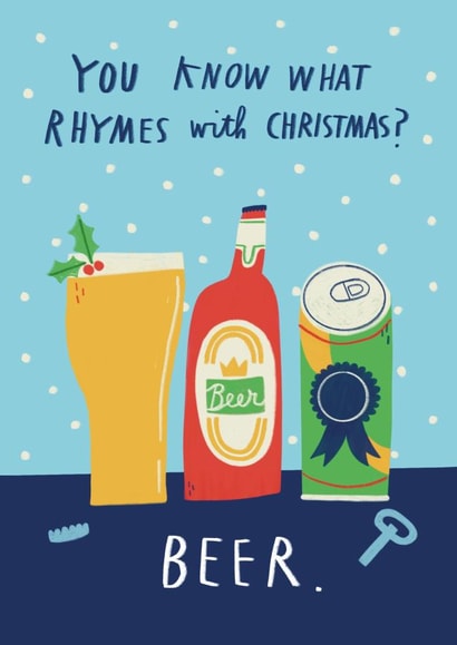 Funny Christmas Card - Beer created by Alice Mole Illustration