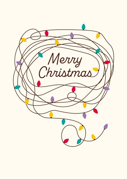 Contemporary Christmas Card - Tangled Fairy Lights - Merry Christmas created by Dicky Bird