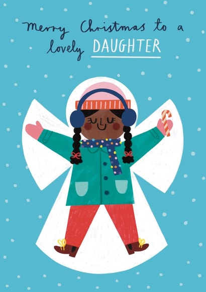 Cute Christmas Card - Lovely Daughter - Snow Angel created by Alice Mole Illustration