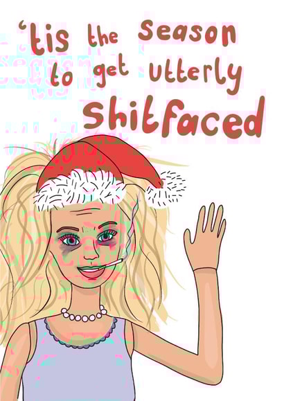 Funny Christmas Card - Utterly Shitfaced created by The Secret Sausage 