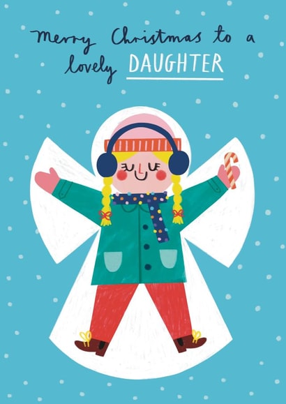 Cute Christmas Card - For Daughter - Snow Angel created by Alice Mole Illustration