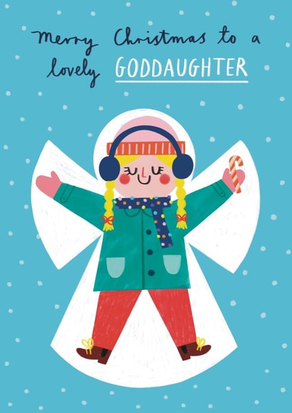 Cute Christmas Card - For Goddaughter - Snow Angel created by Alice Mole Illustration