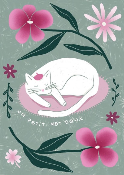 Cute Thinking Of You Card - Cat - Un Petit Mot Doux created by Atelier Bee