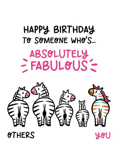 Cute Birthday Card - Absolutely Fabulous - Zebras created by Lyndsay Moon
