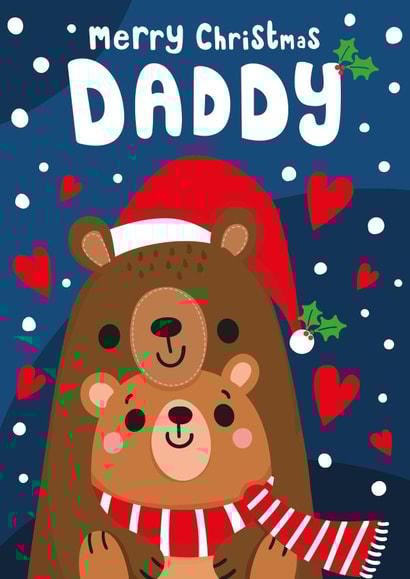 Cute Christmas Card - For Daddy - Bears - Hugs - Love - Cute - Cuddles created by Jennibdraws