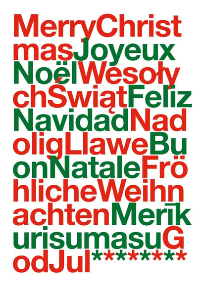 Typographic Christmas Card - Languages created by Dicky Bird