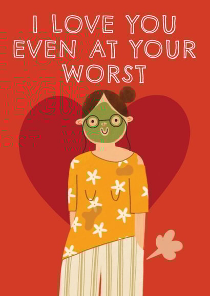 Cute Valentine's Day Card - I Love You Even At Your Worst - Face Mask created by AbiGoLucky