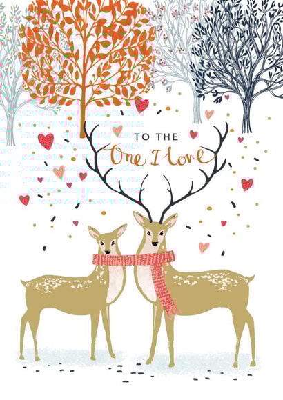 Cute Christmas Card - For Partner - Deer Couple created by Louise Tiler