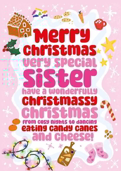 Funny Christmas Card - For Sister - Wonderfully Christmassy Christmas created by Rulu