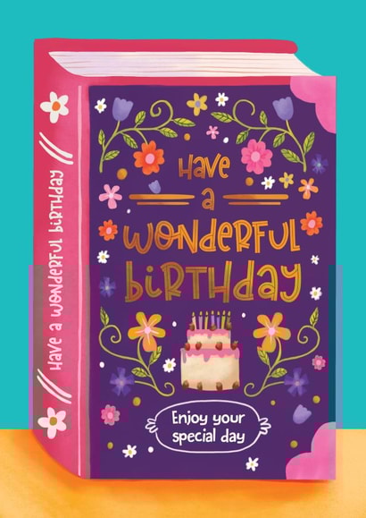 Cute Birthday Card - Book With Flowers - For Her created by Aniet Illustration