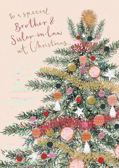 Classic Christmas Card - Brother And Sister In Law - Pretty Tree created by Louise Tiler