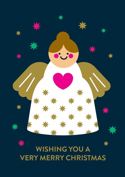Cute Christmas Card - Angel - Wishing You A Very Merry Christmas created by Stormy Knight