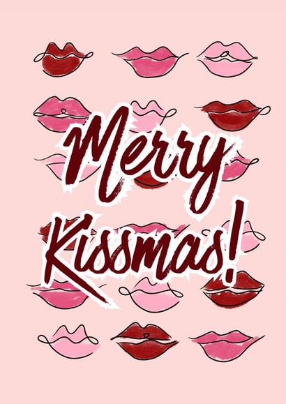 Flirty Christmas Card - Merry Kissmas - Fun Lips Design for Holiday Cheer created by Bee Oyerinde