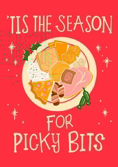 Christmas Greetings card for family or friends who love their festive foods. created by Lisa Illustrates