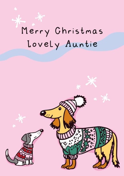 Cute Christmas Card - For Auntie - Dogs In Christmas Jumpers created by Rulu