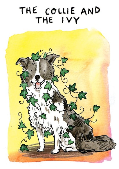 Cute Christmas Card - Collie Dog - The Holly & The Ivy Pun created by Jelly Armchair