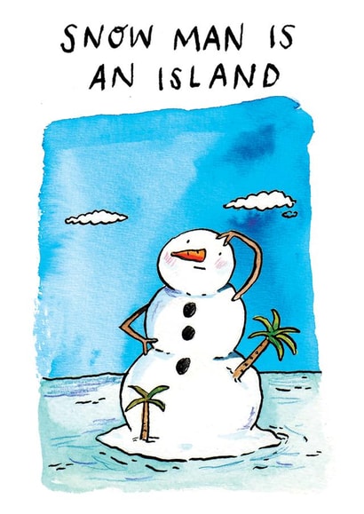 Cute Christmas Card - For Him - Philosophical Snowman created by Jelly Armchair