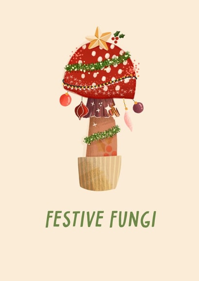 Cute Christmas Card - Mushroom - Festive Fungi created by URGHH Card Co.