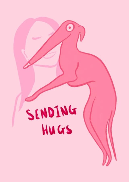 Sending Hugs, Adorable Pink Sighthound Themed Card created by Gal + Goose
