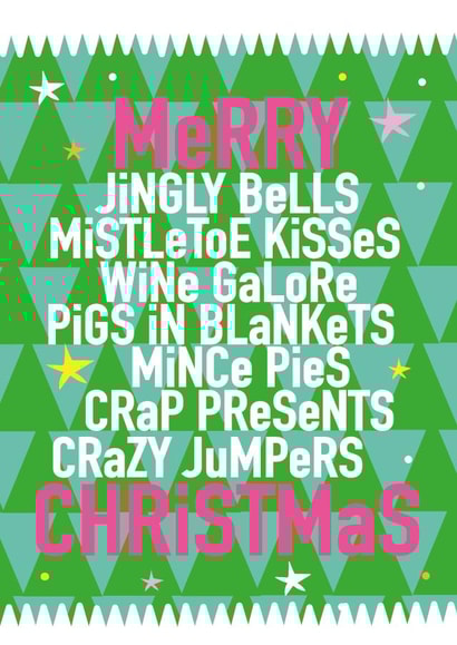 Fun xmas words card- Jingly Bells- merry Christmas created by Alice + Ivy