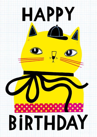 Cute Birthday Card - Cat - Cap - Cute created by Anke Weckmann Illustration