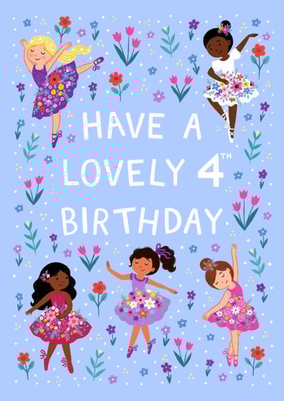 Pretty 4th Birthday Card - Ballerinas - For Her created by Pear Tree Press