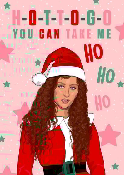 Funny Christmas Card - Chappell Roan - Hot to Go created by The Girl Next Draw Cards