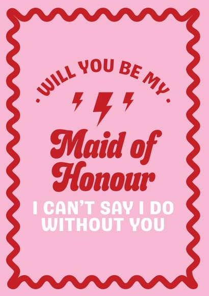 Fun Wedding Card - Will You Be My Maid Of Honour - Wavy Pattern created by Blush & Blossom