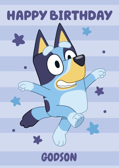 Cute Fun Bluey Themed Birthday Card for Godson – Kids Birthday – Boy created by Danilo