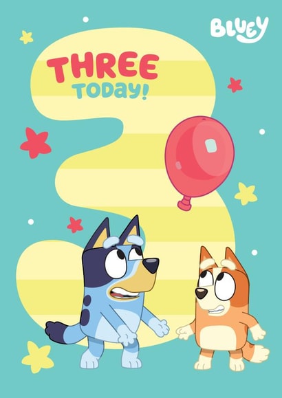 Bluey 3rd Birthday Card – Kids Birthday – Bluey & Bingo created by Danilo