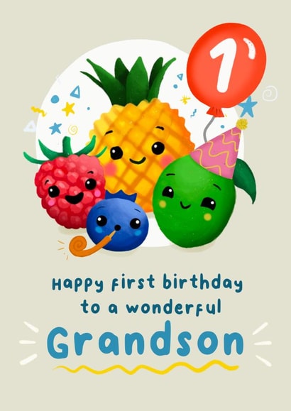 Cute Birthday Card - First Birthday - For Grandson created by Dolli Does Design