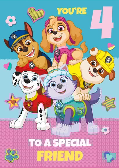 Paw Patrol 4th Birthday Card for Friend – Girl created by Danilo