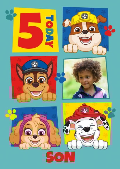 Personalised Paw Patrol 5th Birthday Photo Card for Son created by Danilo