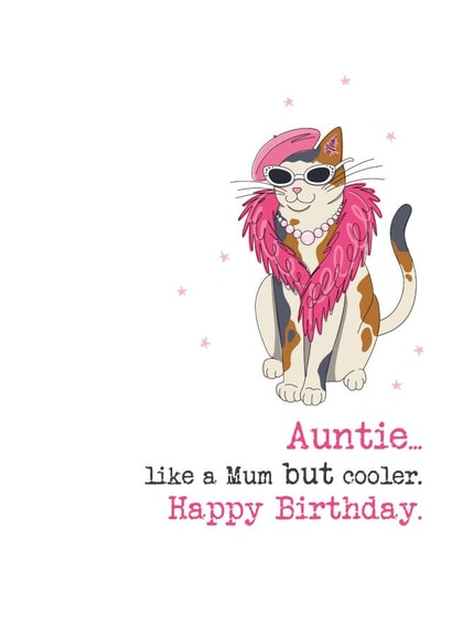 Funny Birthday Card - For Auntie - Cat created by Dandelion Stationery