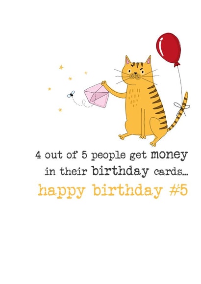 Funny Birthday Card - Cat - No Money Inside created by Dandelion Stationery