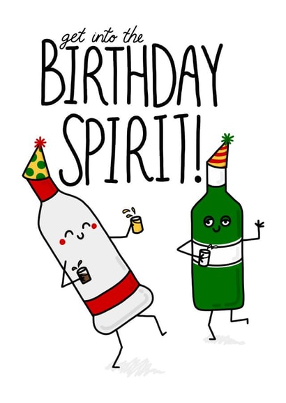 Punny Birthday Card - Birthday Spirit! - Alcohol created by Leanneco.Studio