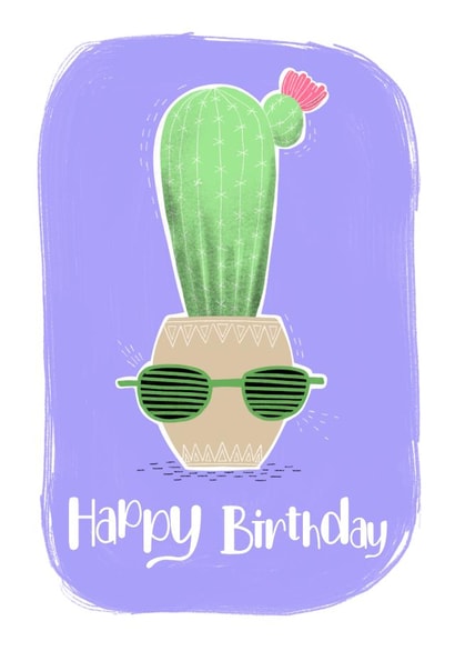 Trendy Cactus Birthday Card - Cactus Wearing Shutter Shades - Happy Birthday created by Lucky Fox