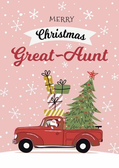 Cute Christmas Card - Great Aunt - Santa Driving created by Geordies Love Gin