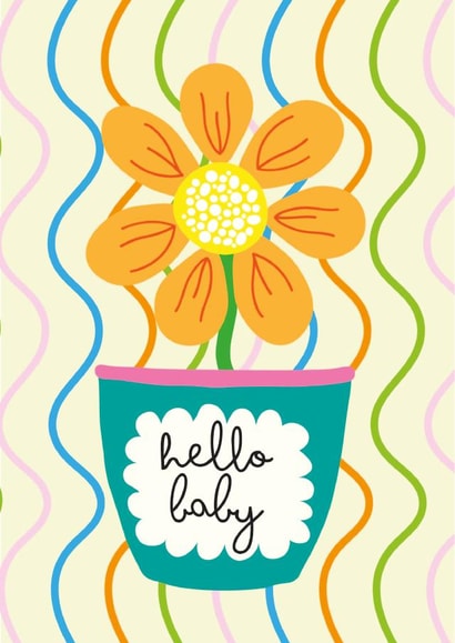 Cute Hello Baby Flowerpot card created by Skew Whiff Design & Illustration